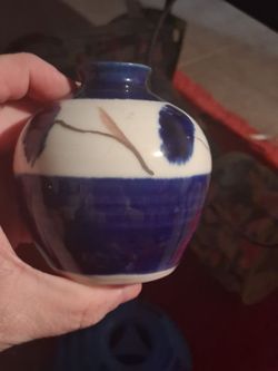 Small Ceramic Vase Blue and White