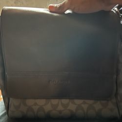 Coach Black Messenger Bag Logo Print Adjustable Strap