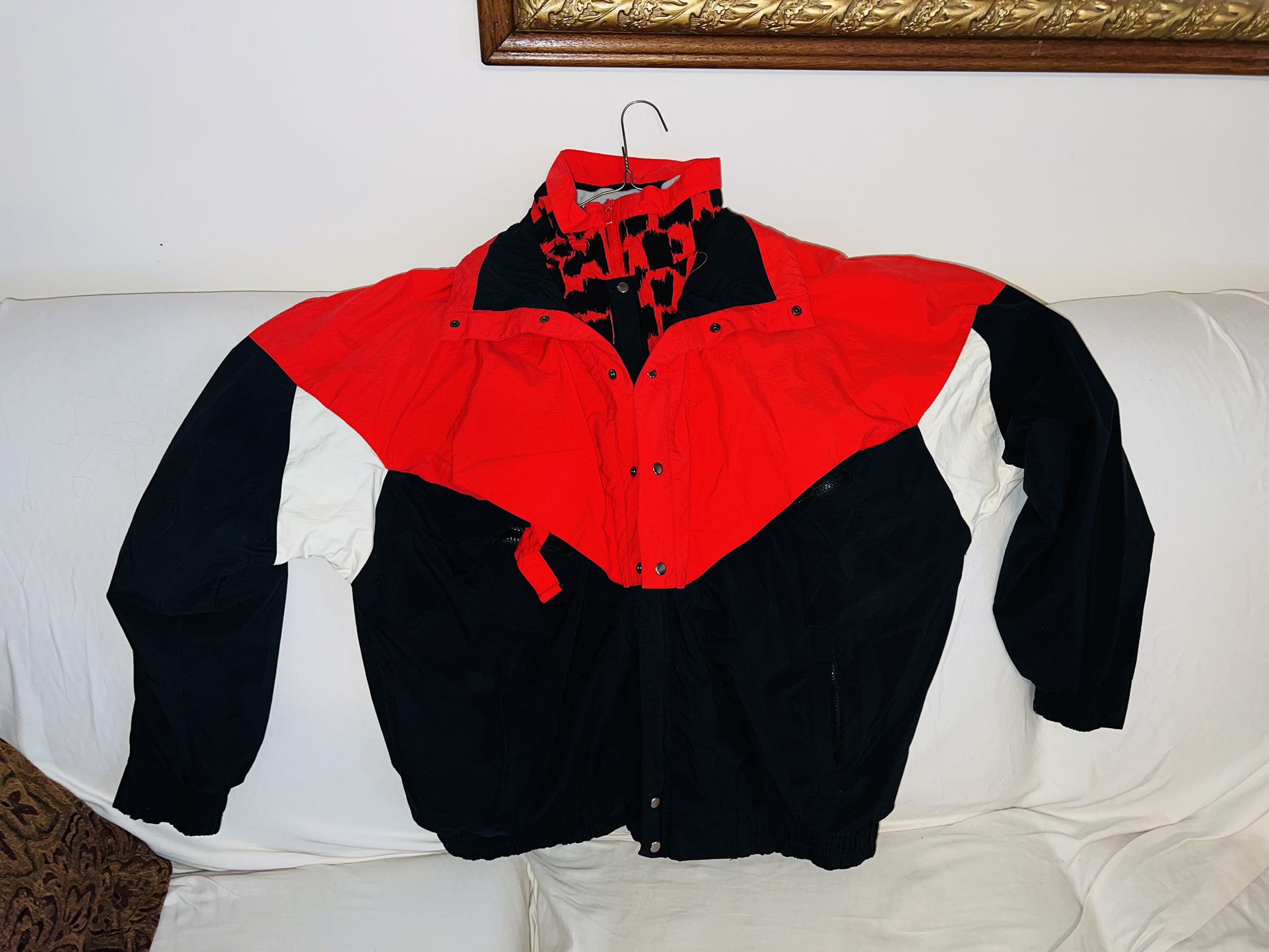 Vintage 90s Winston Racing Red Black Windbreaker Coat Zip Jacket Lined Size XL