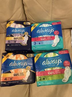 New Always Pads Size 1, 2, 3, 4, 5