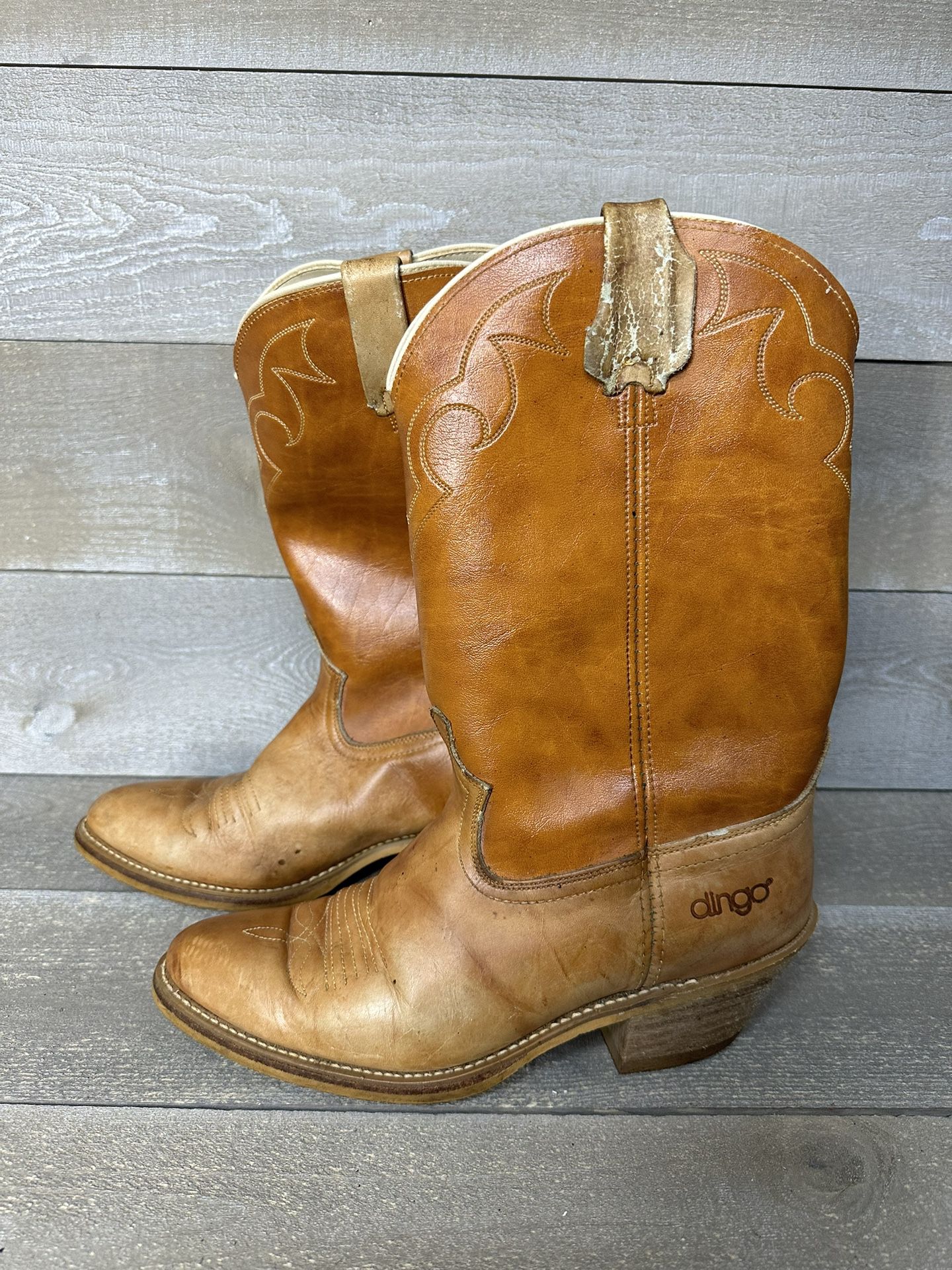 Vintage Acme Dingo Cowboy Western Pull On Boots Men’s 10 D Brown Leather 5907
