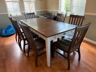 Lindstrom dining table 8 chairs rustic