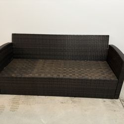 For All Pieced; Outdoor Wicker Patio Bench + Storage Ottoman/Coffee Table – Great Condition