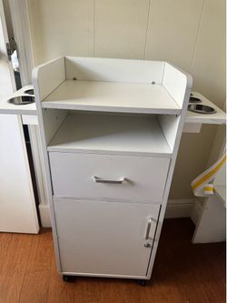 White Nail Tech/ Salon Trolley Cart