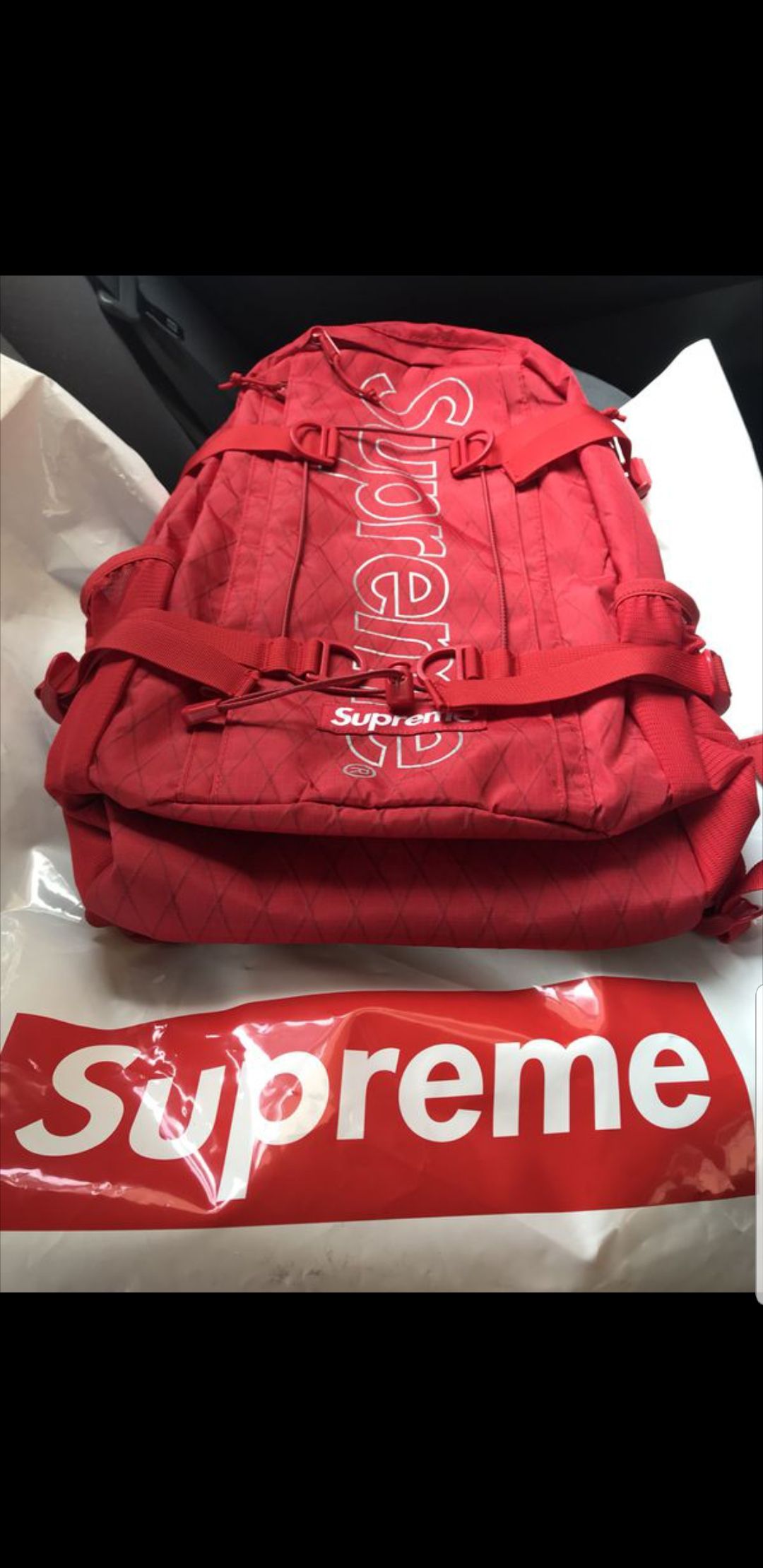 JORDAN, NIKE, BAPE, ADIDAS, YEEZYS, SUPREME RED DIMOND STICH BACKPACK  WINTER/FALL 18 FIRST DROP (NEW RELEASE) for Sale in Stafford, TX - OfferUp