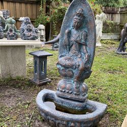 Kwan Yin W/ Bowl Concrete Statue