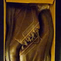 Clarks Men’s Brown Leather Ankle Boots Lace-Up Round Toe Rubber US 10