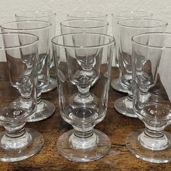 Set Of 9 Clear Glass Goblets