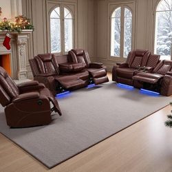 3PC  Power recliner sofa set with LED