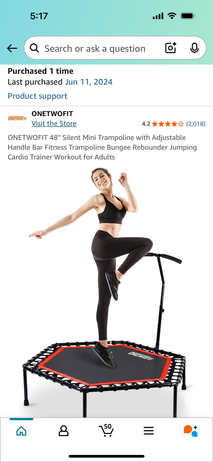 Workout Trampoline/ Rebounder Barely Used Like New 