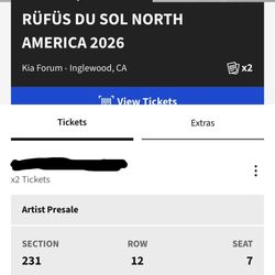 2 Rufus Du Sol Tickets- 🎟️ Los Angeles August 6th