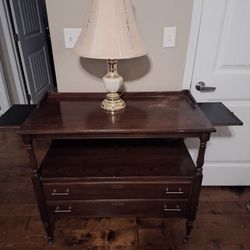 Antique Stand With 2 Drawers And 2 Pull Out Leaf