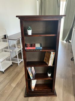 Dark Wood 5-Shelf Bookcase