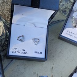 Diamond Silver Heart Earrings 