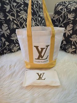 White and Yellow Canvas with Pouch - 2 Pieces