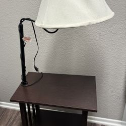 Side Table With Attached Lamp