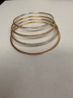 18K 3 TONE GOLD BANGLES WITH DIAMONDS