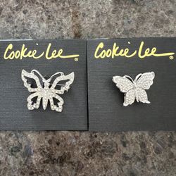 Genuine Cristal Butterfly Brooch, $10 Each Or 15 For Both