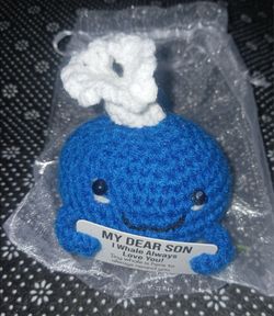Crocheted "Son" whale (approx 3")
