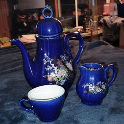 Cobalt Blue Music Box Tea Set 