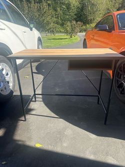 Wood Top Desk with Metal Frame