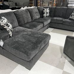 Living Room Furniture Dark Gray U Shape Modular Sectional Couch With Chaise Set 🔥$39 Down Payment with Financing 🔥 90 Days same as cash