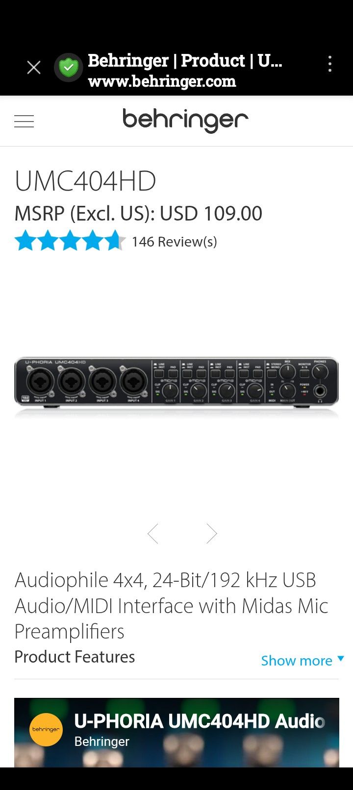 Behringer UMC404HD Mixing Board
