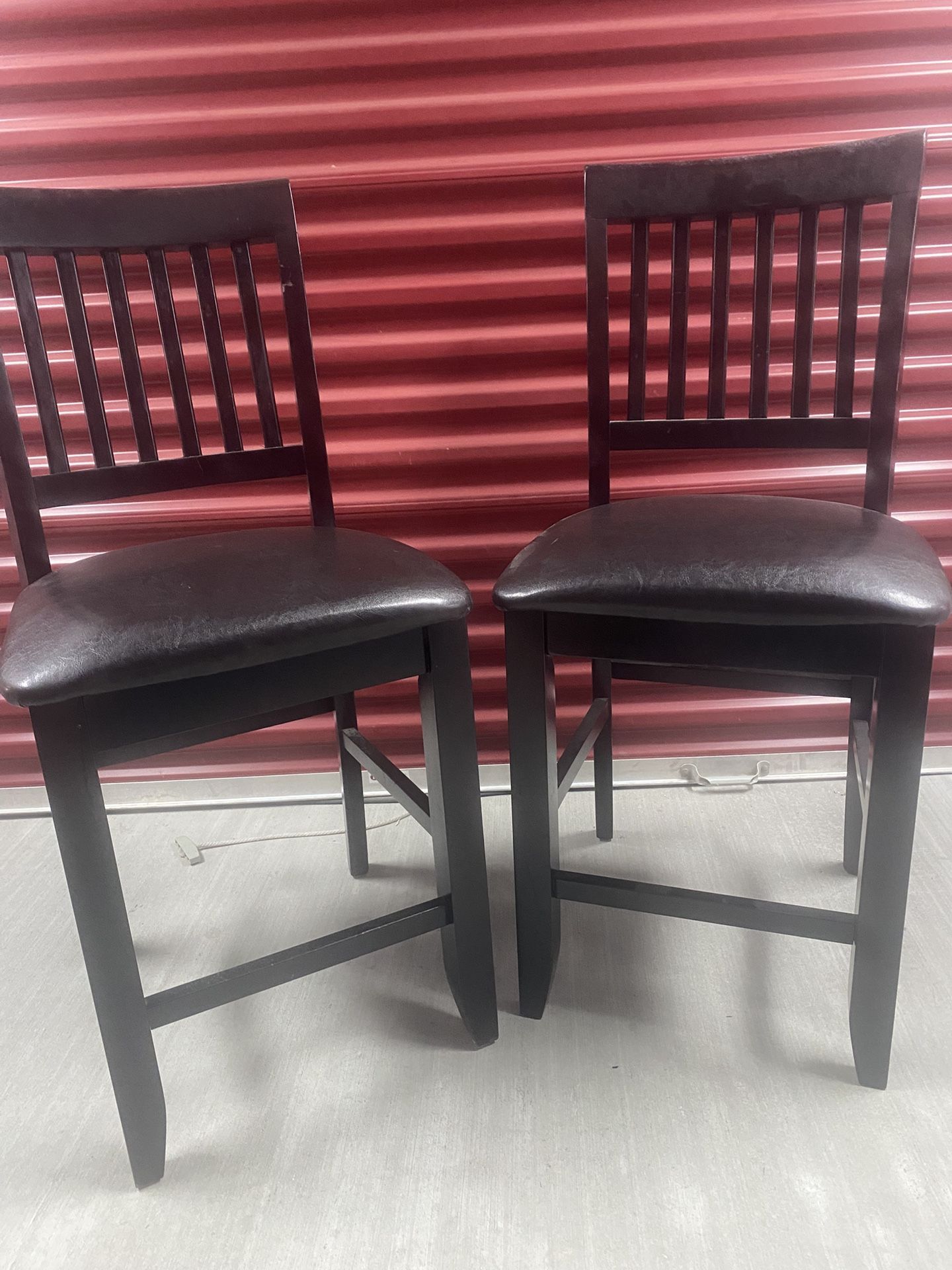 SALE SAT/SUN ONLY. Pair 24” Counter Height Stools. Brown “vinyl/leather”. 