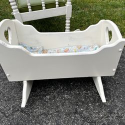 Cute baby doll cradle with bedding and pillow