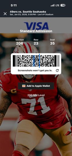 49 Ticket Vs Seahawks