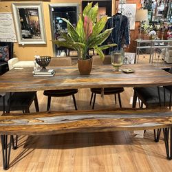 Solid Wood Dining Set/ Solid Wood Bench/ Dining Chairs/ Sheesham Wood/ Solid Wood Dining Table