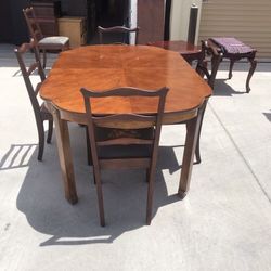 VINTAGE DINNER TABLE AND 4 CHAIRS-SOLID WOOD 