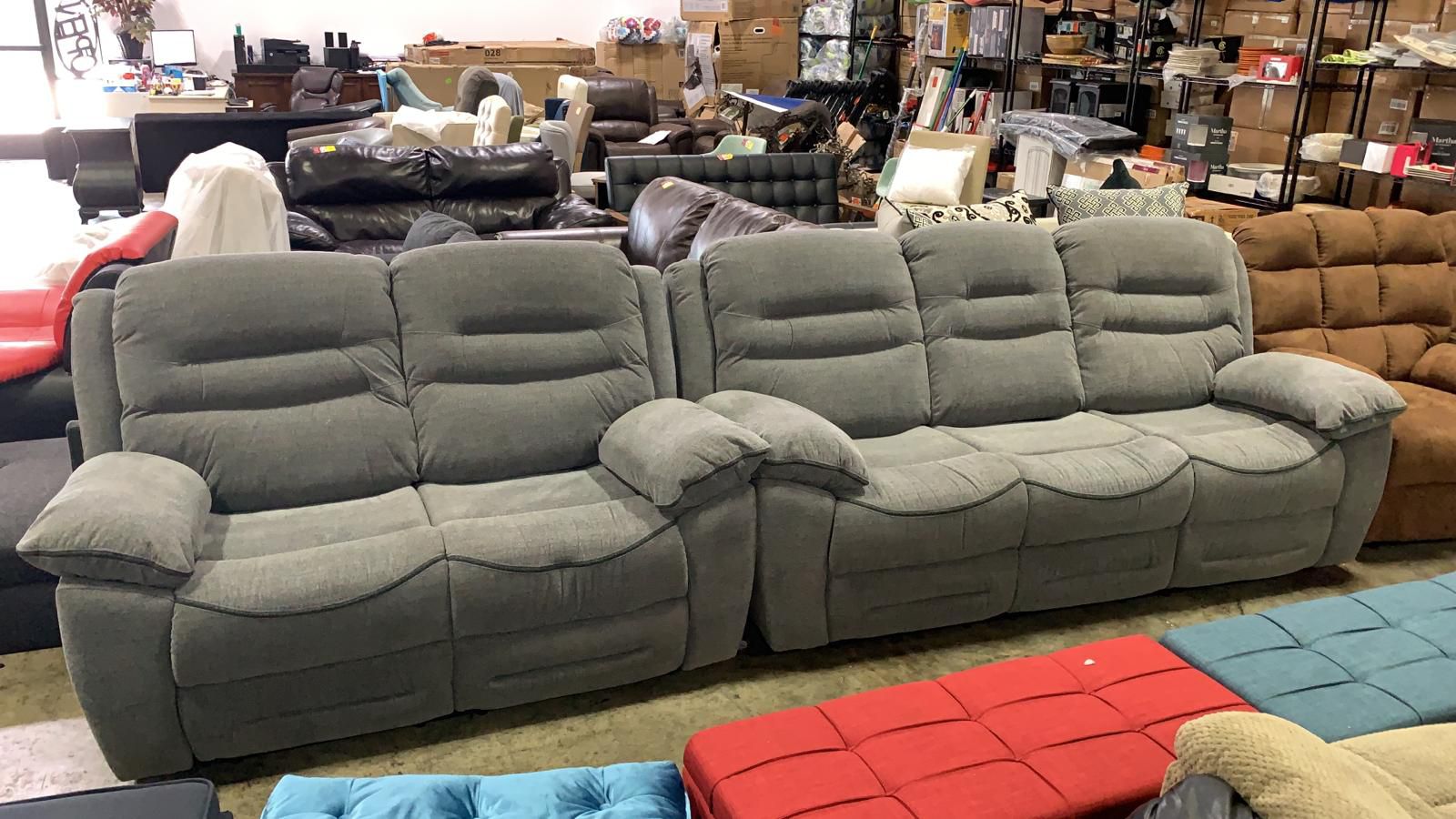 %50 OFF BRAN NEW 2-Piece Nationwide Furniture Recliner Sofa-Loveseat set . Gray Fabric