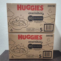 🔥 Huggies Overnites Size 5 Diapers 100  diapers (2 Packs of 50)