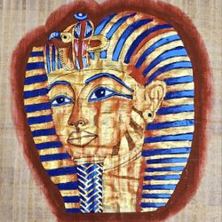  Hand Painted Ancient Egypt King Tut Papyrus Art