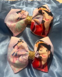 Mulan set of 2 hair bows