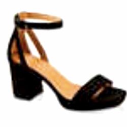 Rainbow Shops | Black Block Heel Sandals