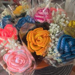 crochet made flowers