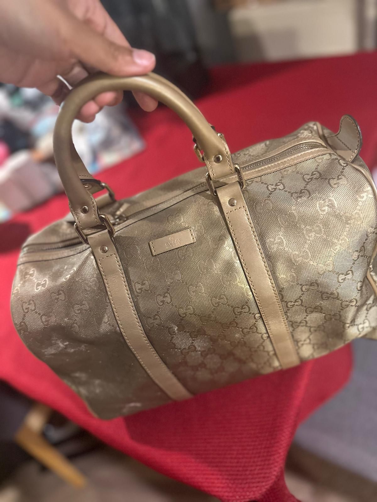 Preowned Authentic Gucci Women’s Medium Joy Boston Bag Gold Color Excellent Condition