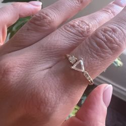 Lab Diamond Mini Ring Solid Gold 14 K Yellow 