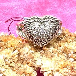 Judith Ripka Sterling Heart Ring sz 6. 