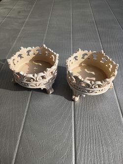 Pair of Ornate Footed  Candle Holders