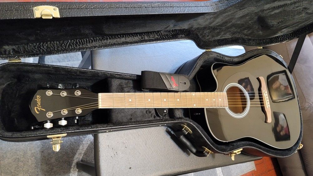FENDER FA SERIES ACOUSTIC ELECTRIC GUITAR DESIGNED IN USA MODEL FA125CE DREINAUGH IN BLACK COLOR, 