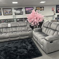 Gray Sofa & Loveseat w/ 4x Recliners