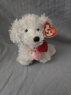 Loveypup the White Valentine Dog Ty Beanie Baby MWMT Collectible Retired

