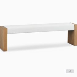 Haven White Uph Plank Dining Bench