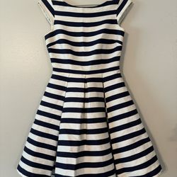 KATE SPADE New York Mariella Striped cap-sleeve dress Navy White Striped Size 0