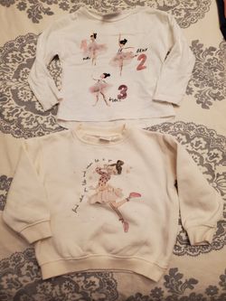 Zara Girls Long Sleve Tshirt And Sweatshirt. Size 18-24 Months.