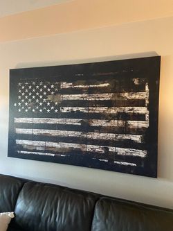 “New” Large Distressed American Flag Canvas Wall Art