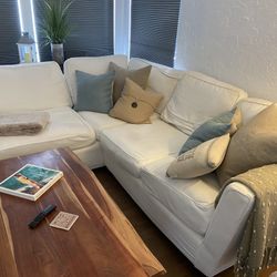 Sectional Sofa - with White Linen Slip Covers 